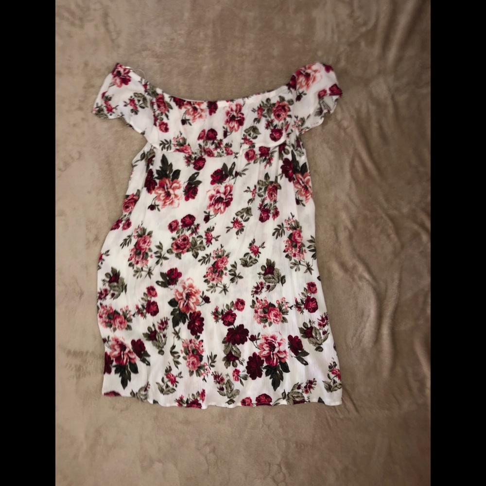 White Floral off the Shoulder Dress